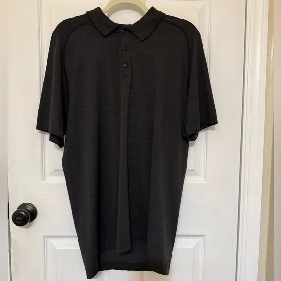 Lululemon Metal Vent Tech Polo Shirt XL Deep Coal Black Golf Training - Picture 5 of 12